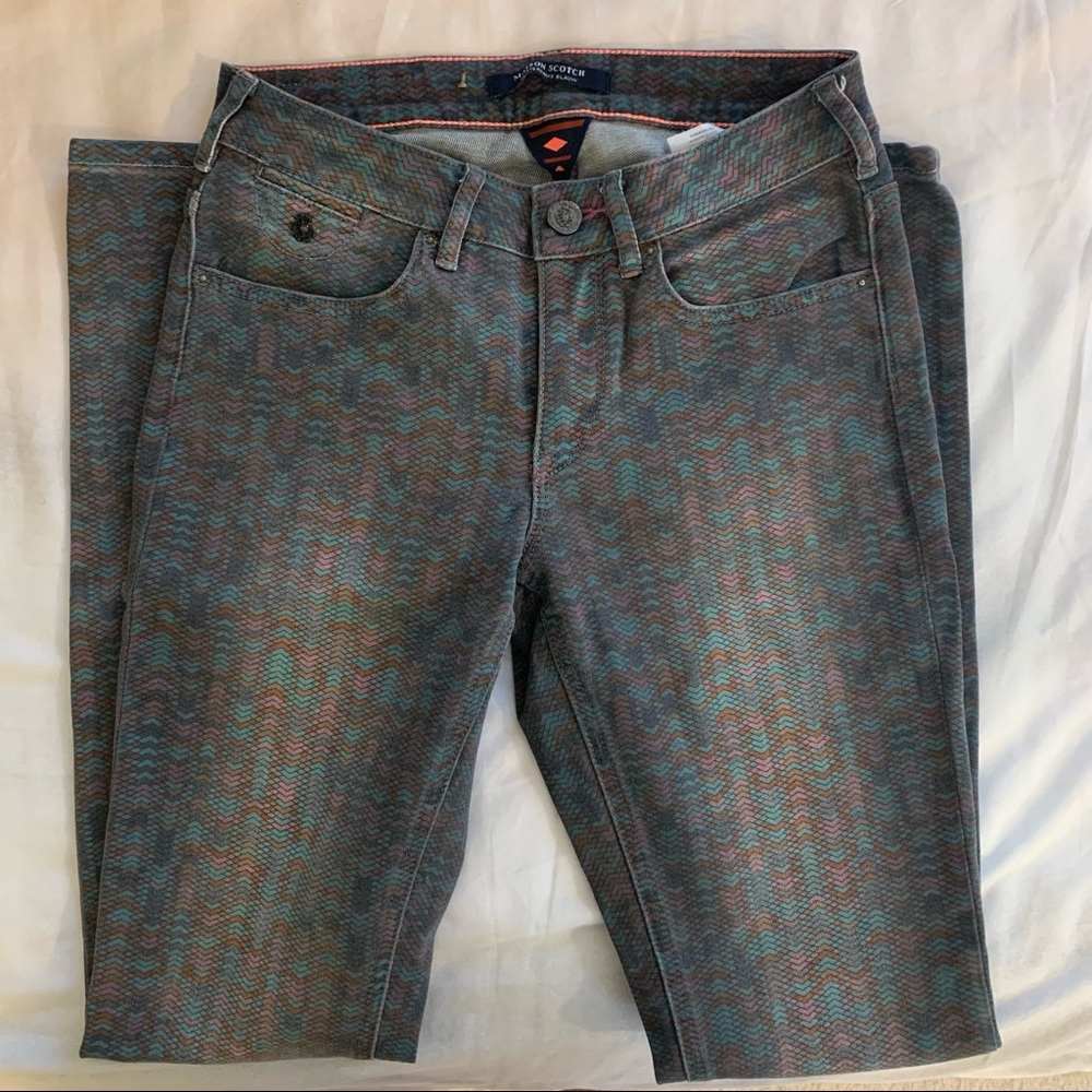 Maison scotch patterned jeans amsterdams blauw